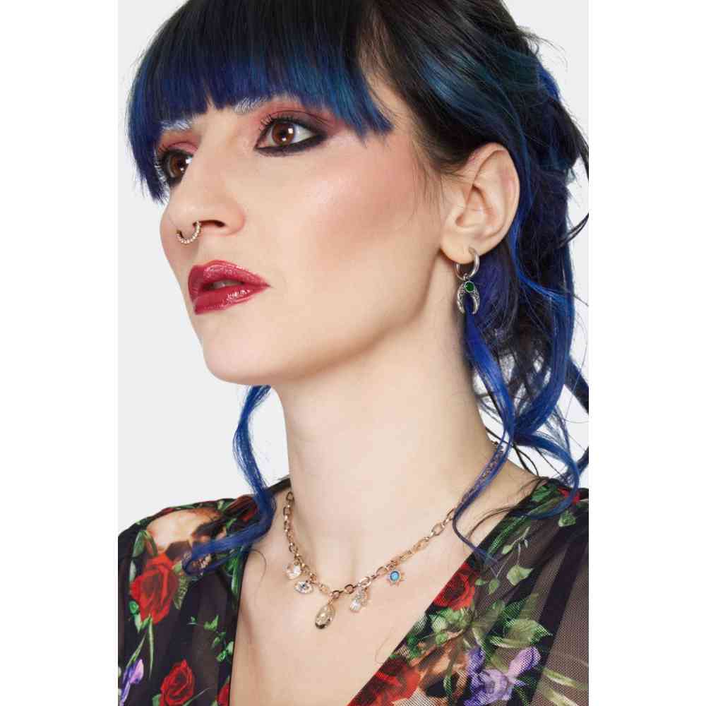 Jawbreaker - Crescent Moon Gemstone Oorbellen - Zilverkleurig